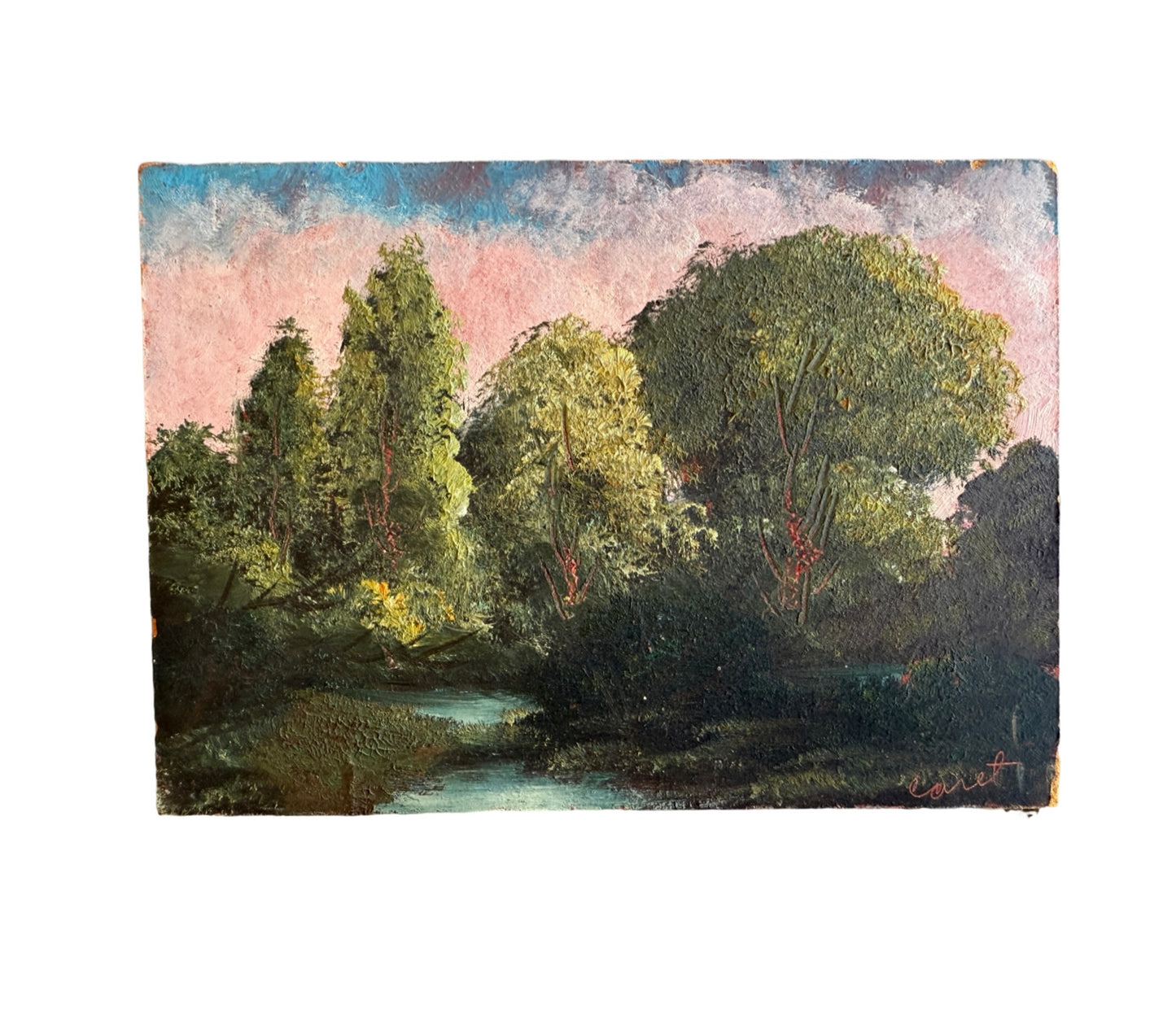 Signed Vintage Original Oil on Board