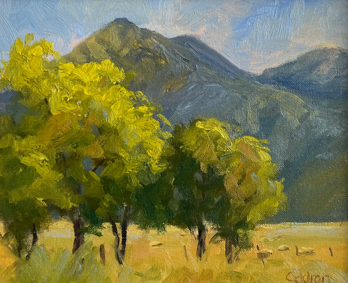 Addren Doss "New Mexico Autumn" Oil on Board