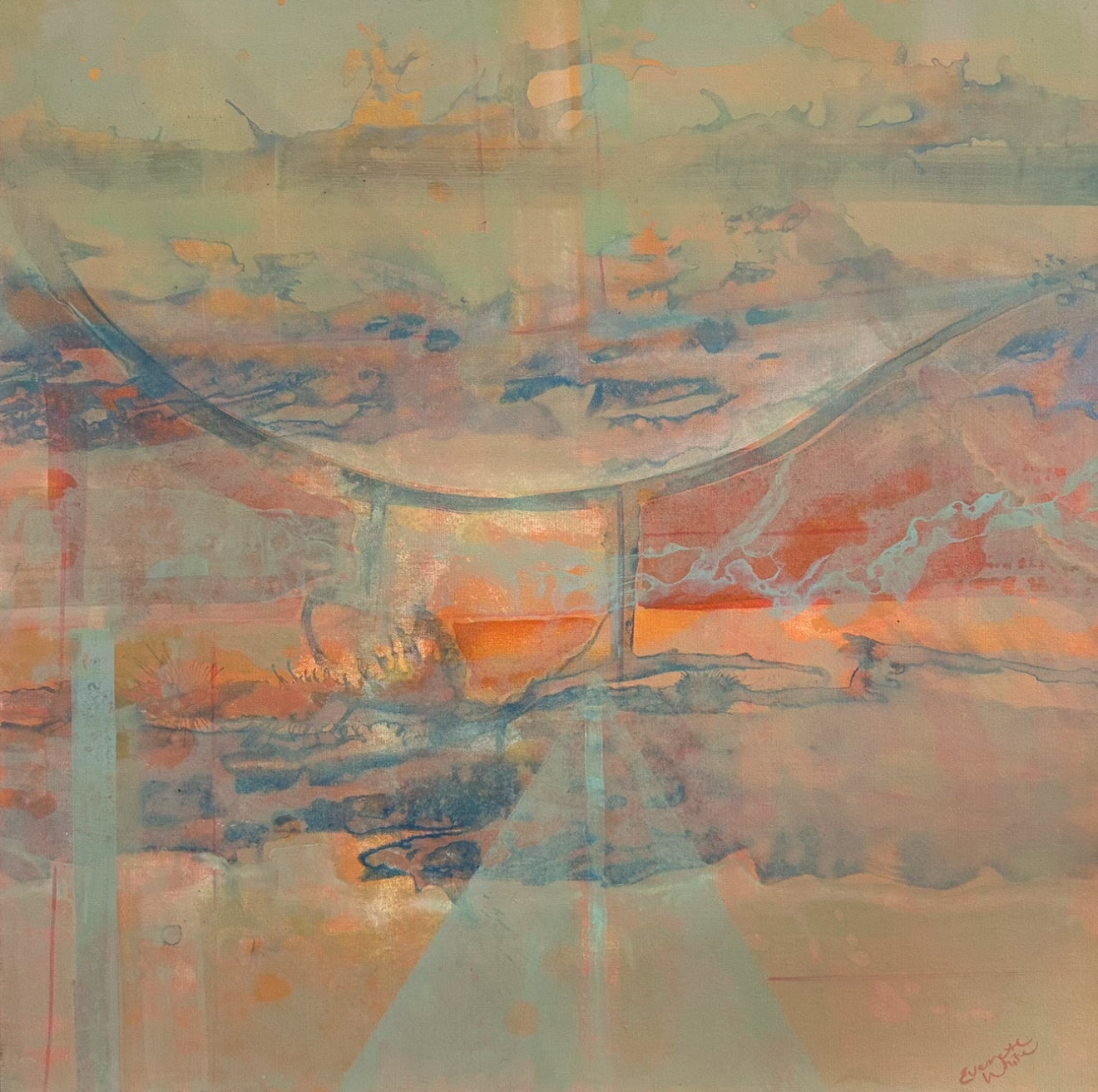 Everett White Abstract on Canvas
