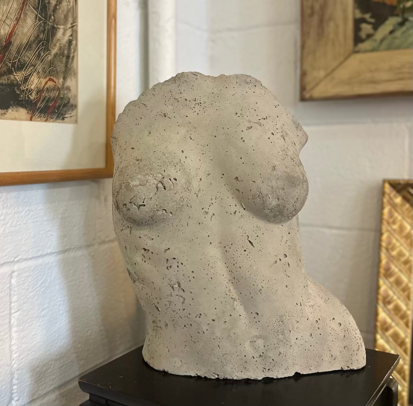 Everett White Cement Torso Bust