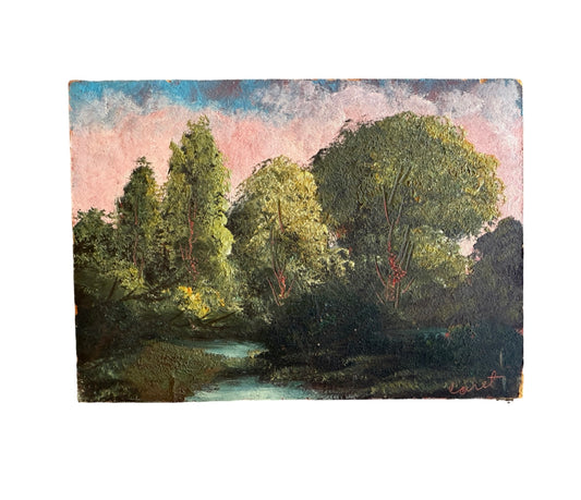 Signed Vintage Original Oil on Board
