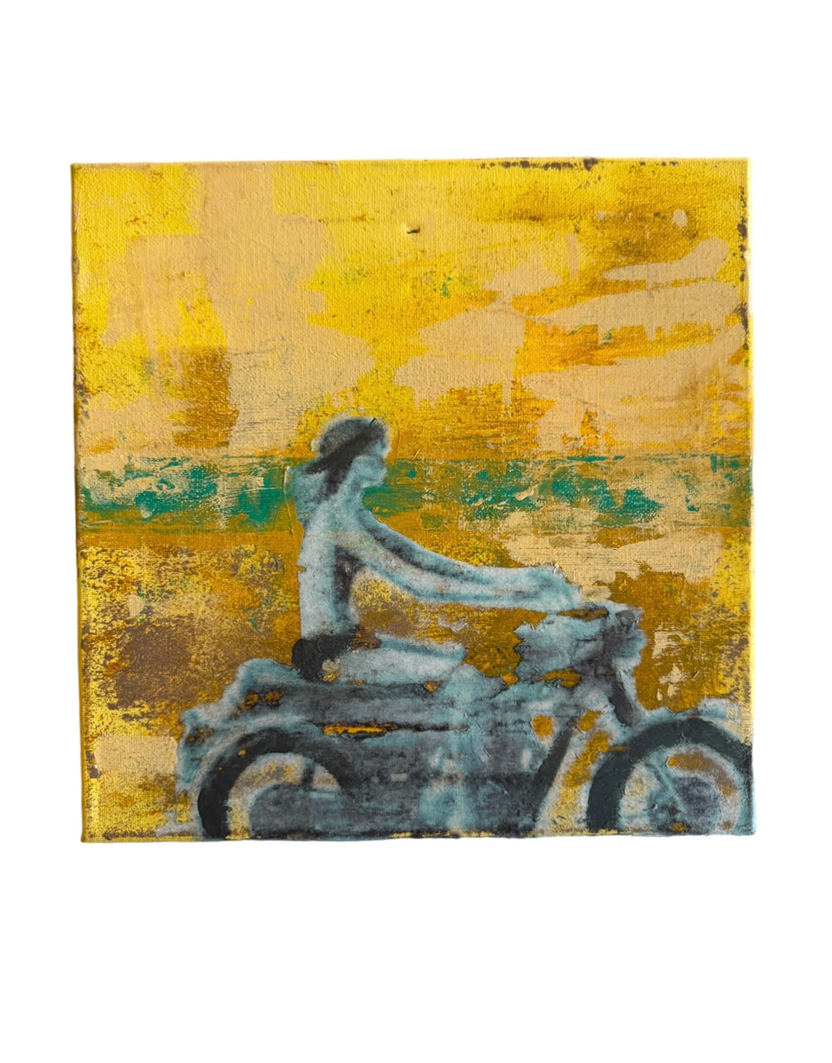 Motorcycle Girl, Mixed Media on Canvas