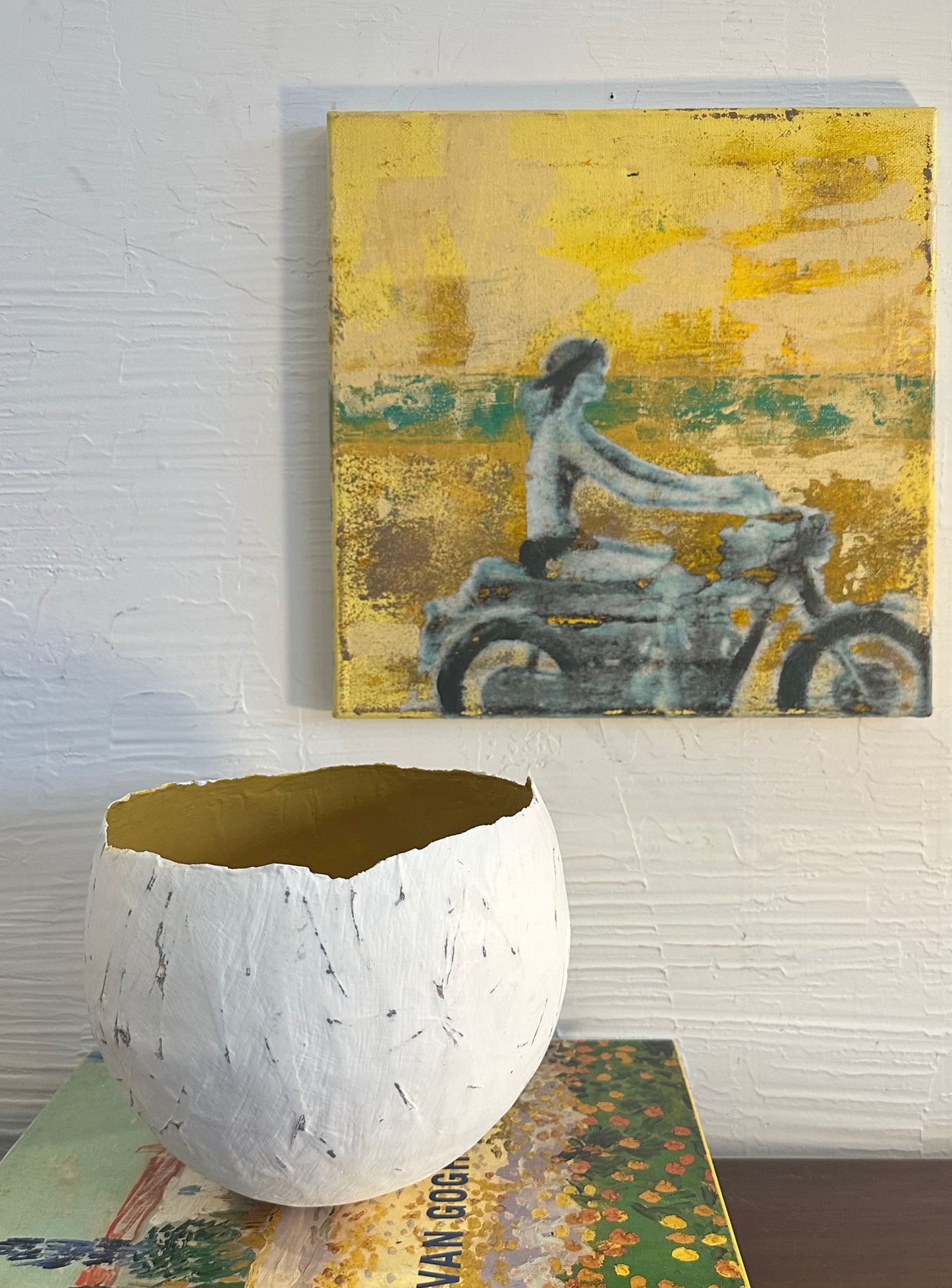 Motorcycle Girl, Mixed Media on Canvas